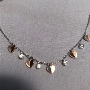 Sterling silver diamond and rose gold necklace